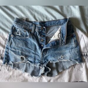 Levi's Blue Distressed Jean Shorts